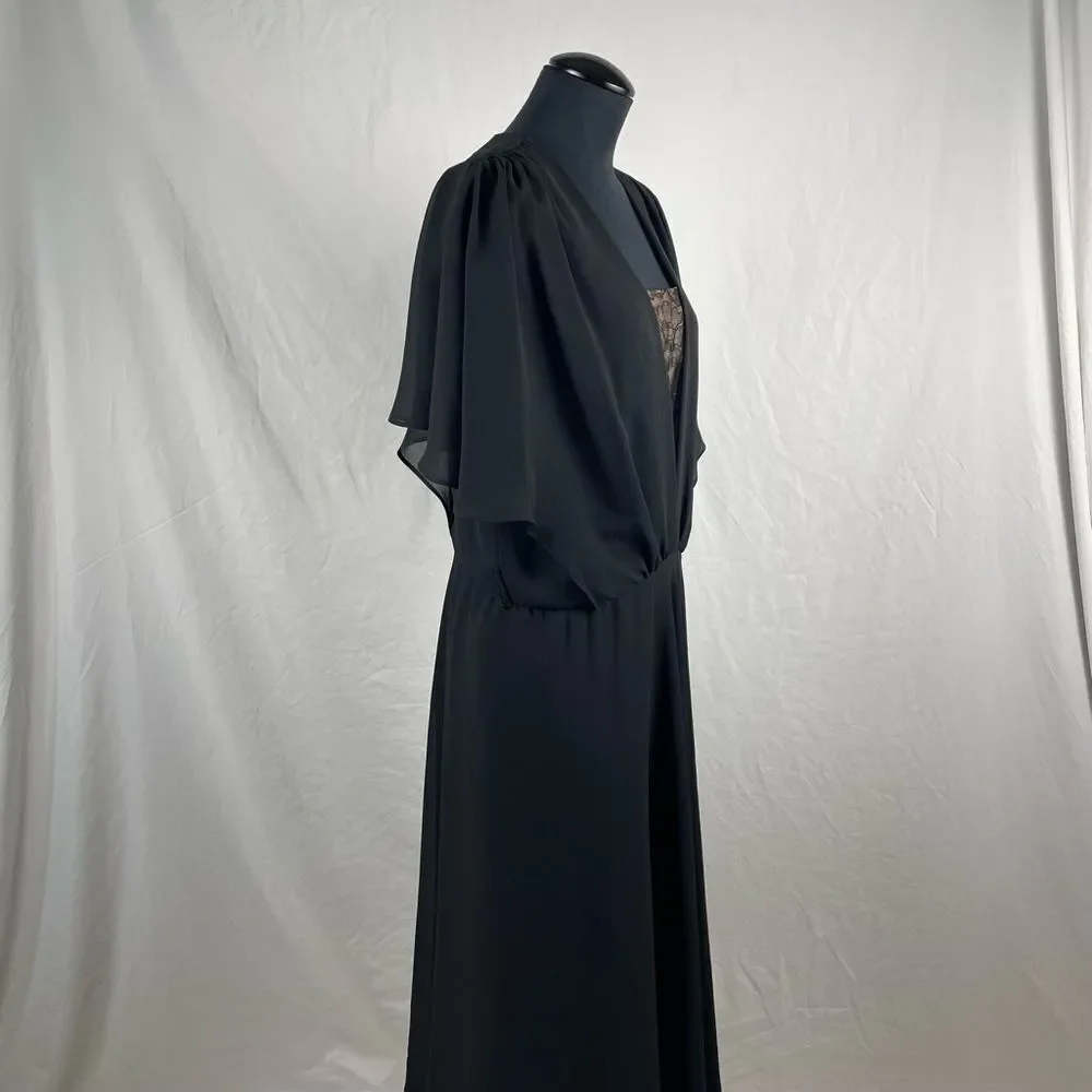 Ursula Of Switzerland Black Flowy Evening Midi Dress - Women’s‎ 14